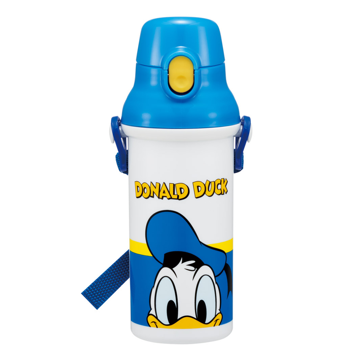 水筒 480ml 抗菌直飲プラボトル ドナルドダック ( ドナルド 子供用 抗菌 プラスチック製 ダイレクトボトル 直飲み ワンタッチ 日本製 抗菌加工 AG 銀 ショルダーベルト付き 広口 軽量 ボトル ワンプッシュ )