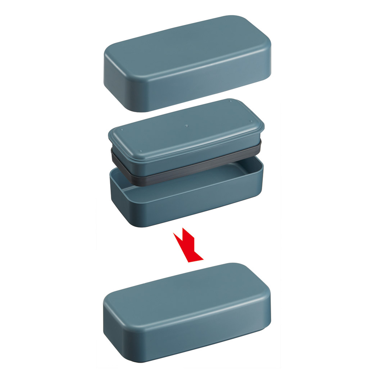 弁当箱 1000ml 箸付きランチボックス2段 ( ランチボックス 食洗機対応 レンジ対応 二段 箸 付き 2段 日本製 仕切り付き 入れ子式 ランチベルト 食洗機OK レンジOK お弁当 弁当 二段弁当 ) 【アッシュブラック】 アッシュブラック