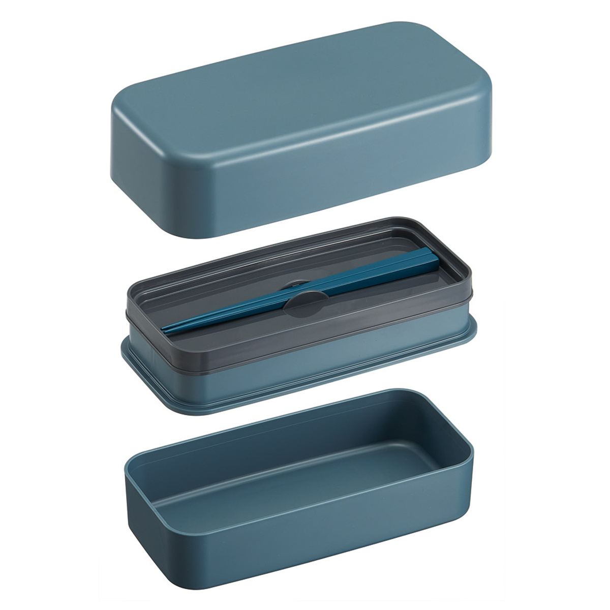 弁当箱 1000ml 箸付きランチボックス2段 ( ランチボックス 食洗機対応 レンジ対応 二段 箸 付き 2段 日本製 仕切り付き 入れ子式 ランチベルト 食洗機OK レンジOK お弁当 弁当 二段弁当 ) 【アッシュブラック】 アッシュブラック