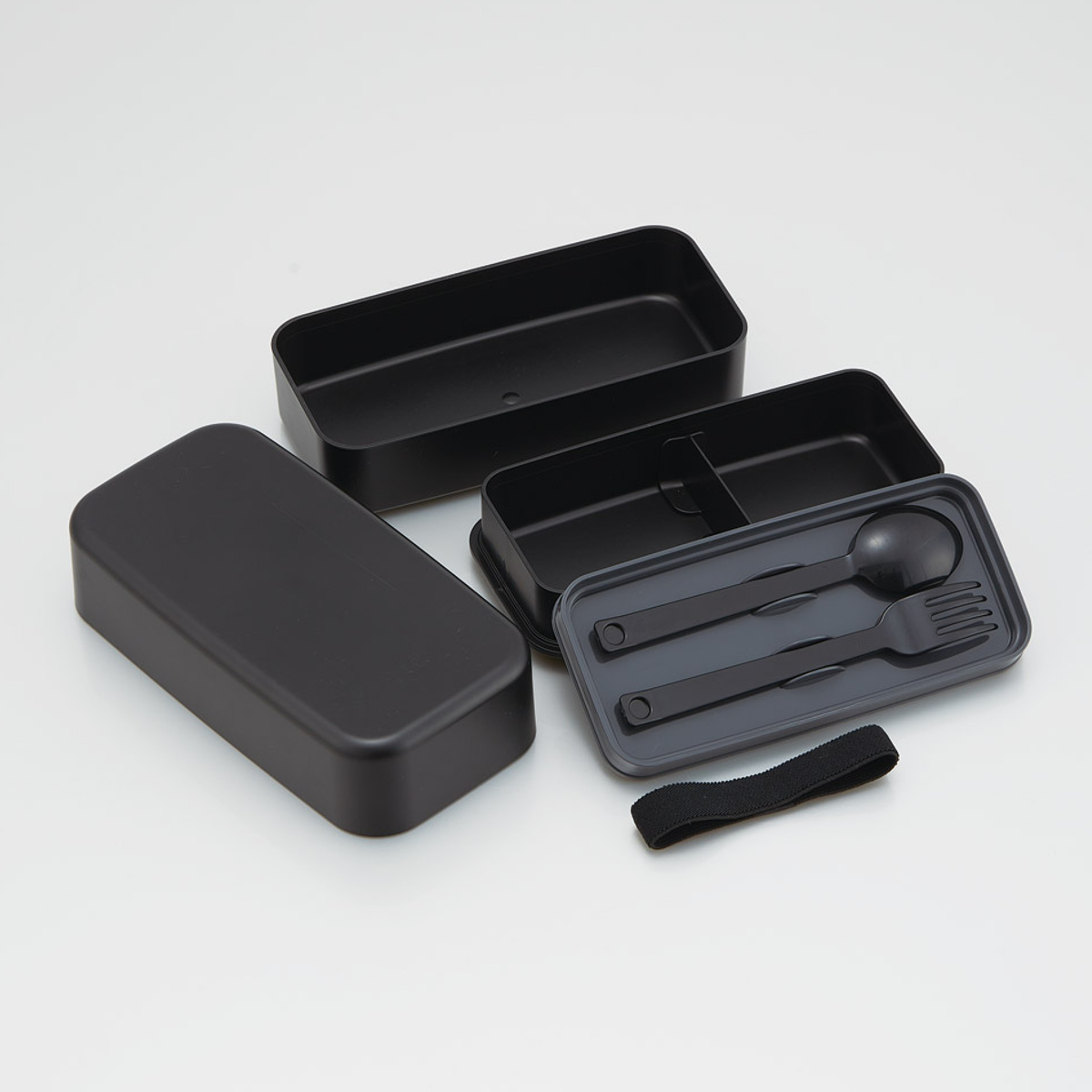 弁当箱 1000ml カトラリー付ランチボックス アッシュブラック ( ランチボックス 食洗機対応 レンジ対応 二段 カトラリー 付き 2段 日本製 仕切り付き スプーン フォーク 食洗機OK レンジOK お弁当 弁当 二段弁当 ) 【アッシュブルー】 アッシュブルー