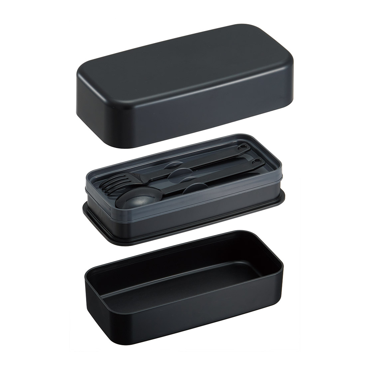 弁当箱 1000ml カトラリー付ランチボックス アッシュブラック ( ランチボックス 食洗機対応 レンジ対応 二段 カトラリー 付き 2段 日本製 仕切り付き スプーン フォーク 食洗機OK レンジOK お弁当 弁当 二段弁当 ) 【アッシュブルー】 アッシュブルー