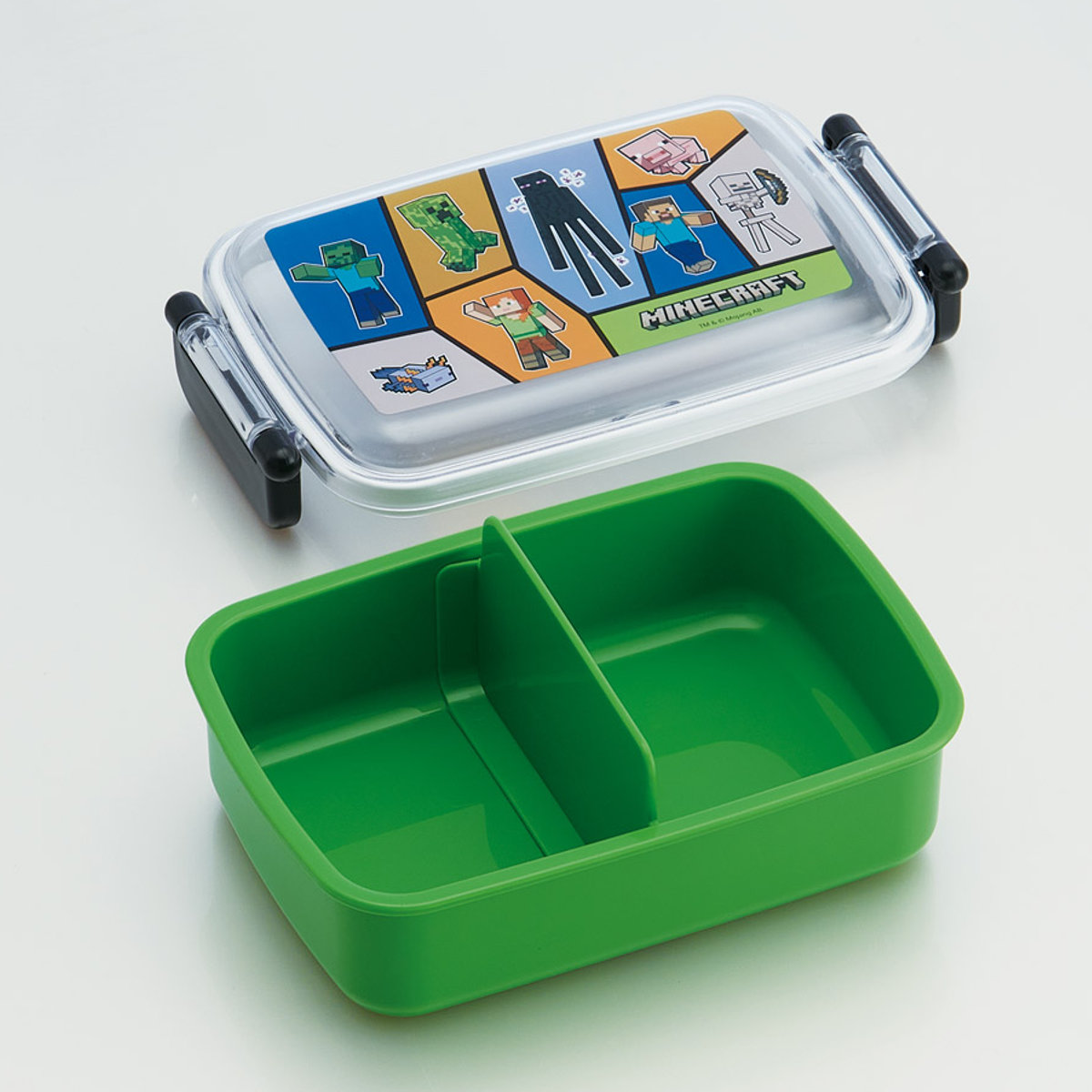 弁当箱 450ml 1段 抗菌ふわっとタイトランチ マインクラフト25 ( マインクラフト ランチボックス 食洗機対応 レンジ対応 抗菌 日本製 ドーム蓋 キッズ 食洗機OK レンジOK お弁当 弁当 一段 2点ロック 銀 AG )