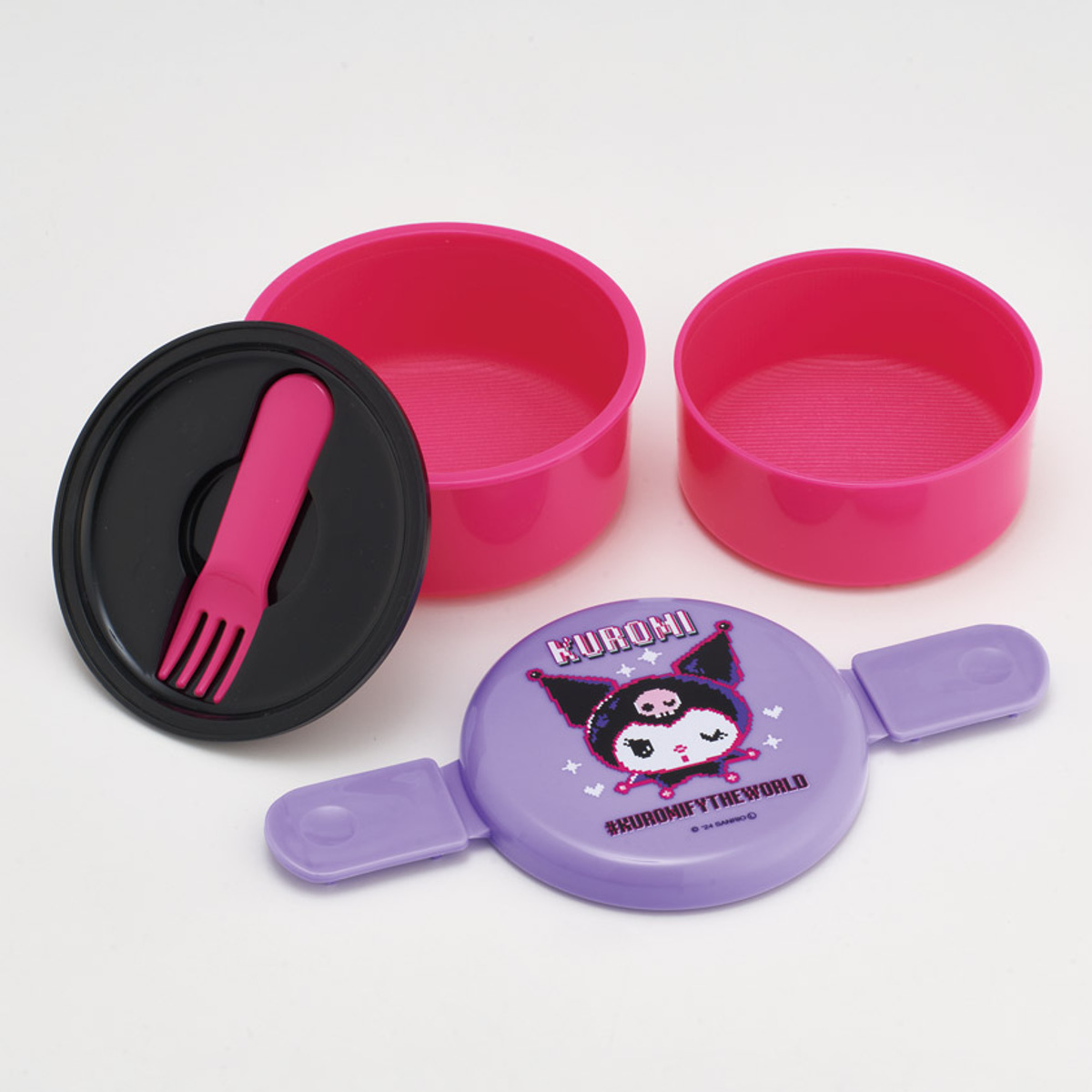 弁当箱 2段 500ml 抗菌丸型ランチBOX2段 クロミワールド ( クロミ 食洗機対応 抗菌 丸型 ランチボックス レンジ対応 二段 日本製 レンジOK 食洗機OK お弁当 弁当 フォーク付き 銀 AG 抗菌加工 )