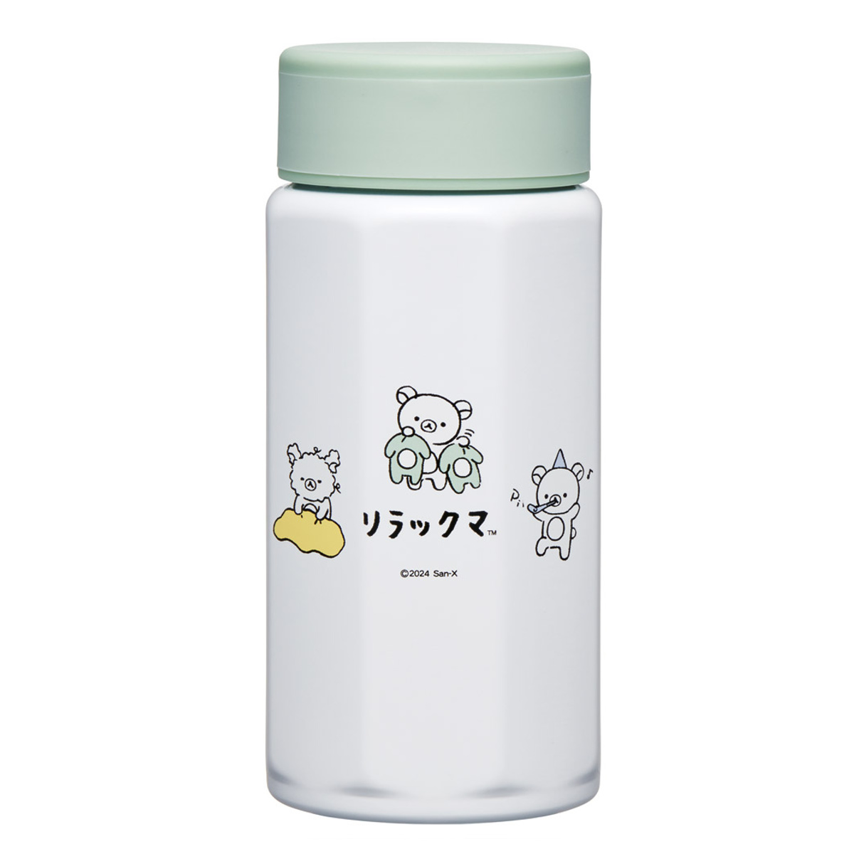 水筒 350ml 八角ステンレスボトル350ml リラックマベーシック ( リラックマ マグボトル 保温 保冷 直飲み マグ W飲み口 ボトル コンパクト 広口 八角形 ステンレス ステンレスボトル マイボトル ミニボトル スリム )