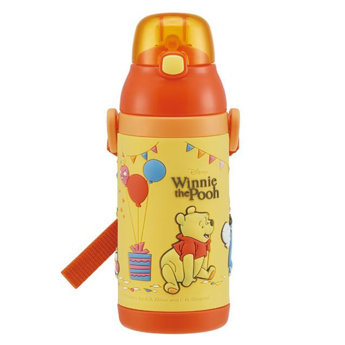 水筒 ステンレス ストロー 3Dワンプッシュストローボトル くまのプーさん 380ml 子供 ( 保冷 幼稚園 保育園 プーさん 3D キッズ キャラクター ワンプッシュ ストローボトル ストロー付き ステンレス製 子供用水筒 ボトル キャラ )
