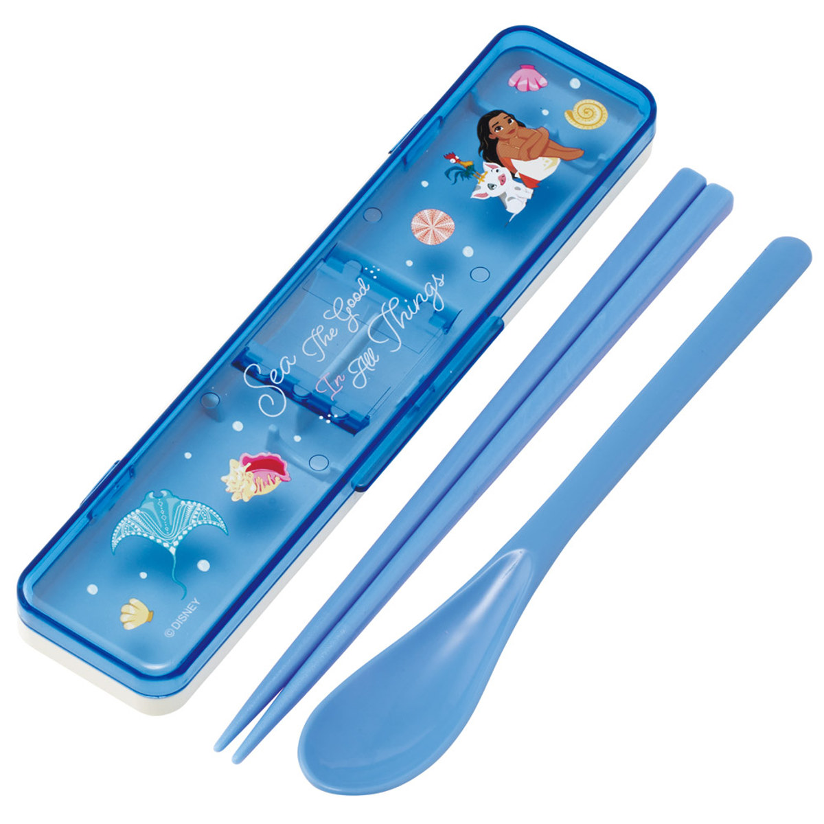 コンビセット 抗菌コンビセット モアナ ( モアナと伝説の海 食洗機対応 18センチ お箸 音の鳴らない カトラリー 抗菌 日本製 食洗機OK カトラリーセット 銀 AG 持ち運び お弁当 弁当 抗菌加工 箸箱 )