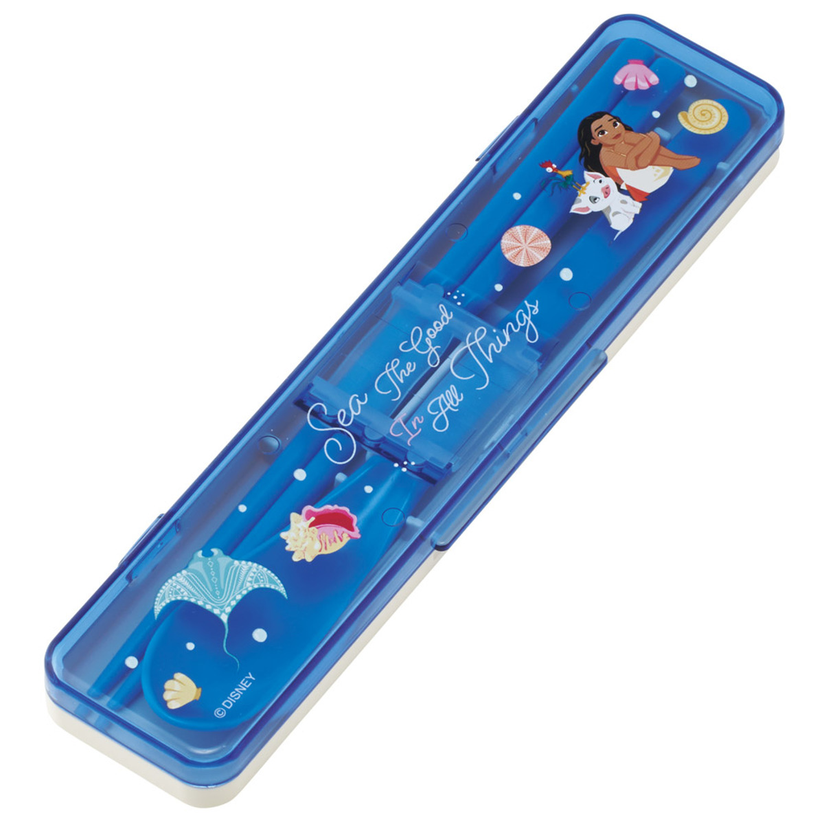 コンビセット 抗菌コンビセット モアナ ( モアナと伝説の海 食洗機対応 18センチ お箸 音の鳴らない カトラリー 抗菌 日本製 食洗機OK カトラリーセット 銀 AG 持ち運び お弁当 弁当 抗菌加工 箸箱 )