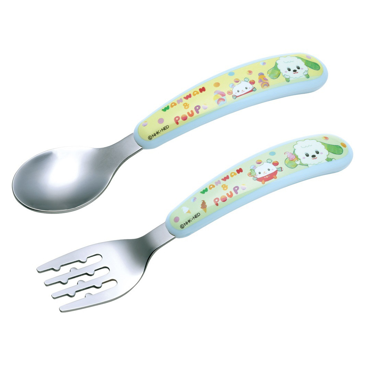 スプーン フォーク ステンレススプーン＆フォーク いないいないばあ25 （ ステンレス 食洗機対応 子ども用 カトラリー キャラクター かわいい 太め カーブ 持ちやすい 凹凸形状 子ども 離乳食 自宅用 普段使い ）