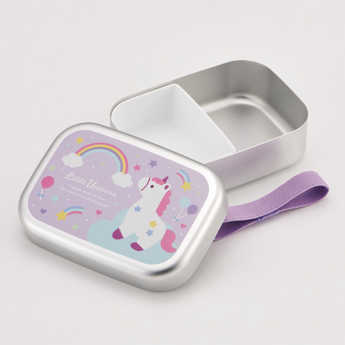 弁当箱 370ml アルミ弁当箱 リトルユニコーン ( ユニコーン お弁当箱 ランチボックス 一段 保温庫対応 子供 日本製 保温庫 OK お弁当 弁当 幼稚園 保育園 ランチベルト付き 中子付き キッズ )
