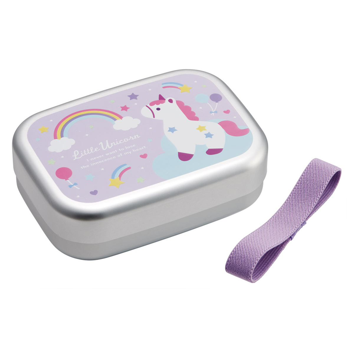 弁当箱 370ml アルミ弁当箱 リトルユニコーン ( ユニコーン お弁当箱 ランチボックス 一段 保温庫対応 子供 日本製 保温庫 OK お弁当 弁当 幼稚園 保育園 ランチベルト付き 中子付き キッズ )