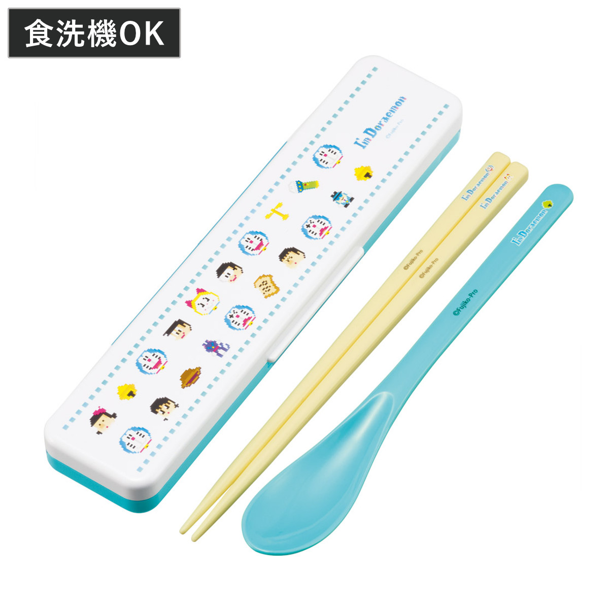 抗菌コンビセット ドラえもんドット ( 食洗機対応 18センチ お箸 音の鳴らない カトラリー 抗菌 日本製 食洗機OK カトラリーセット 銀 AG 持ち運び お弁当 弁当 抗菌加工 箸箱 )