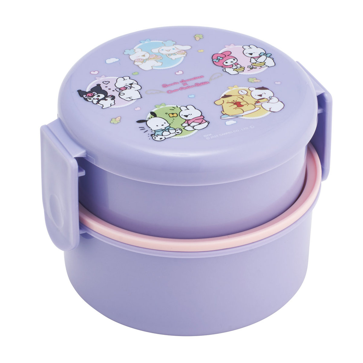 弁当箱 2段 500ml 抗菌丸型ランチBOX2段 サンリオキャラクターズXすこぶるウサギ ( サンリオ 食洗機対応 抗菌 丸型 ランチボックス レンジ対応 二段 日本製 レンジOK 食洗機OK お弁当 弁当 フォーク付き 銀 AG 抗菌加工 )