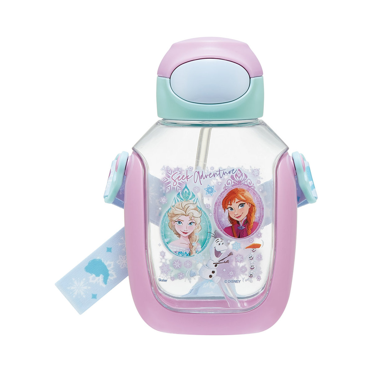 水筒 530ml ワンプッシュストローボトル アナと雪の女王25 ( アナと雪の女王 ワンプッシュ ストロー ボトル プラスチック ストロー付き 軽量 直飲み こども マイボトル クリアボトル 透明 クリア シリコン ワンタッチ キッズ )