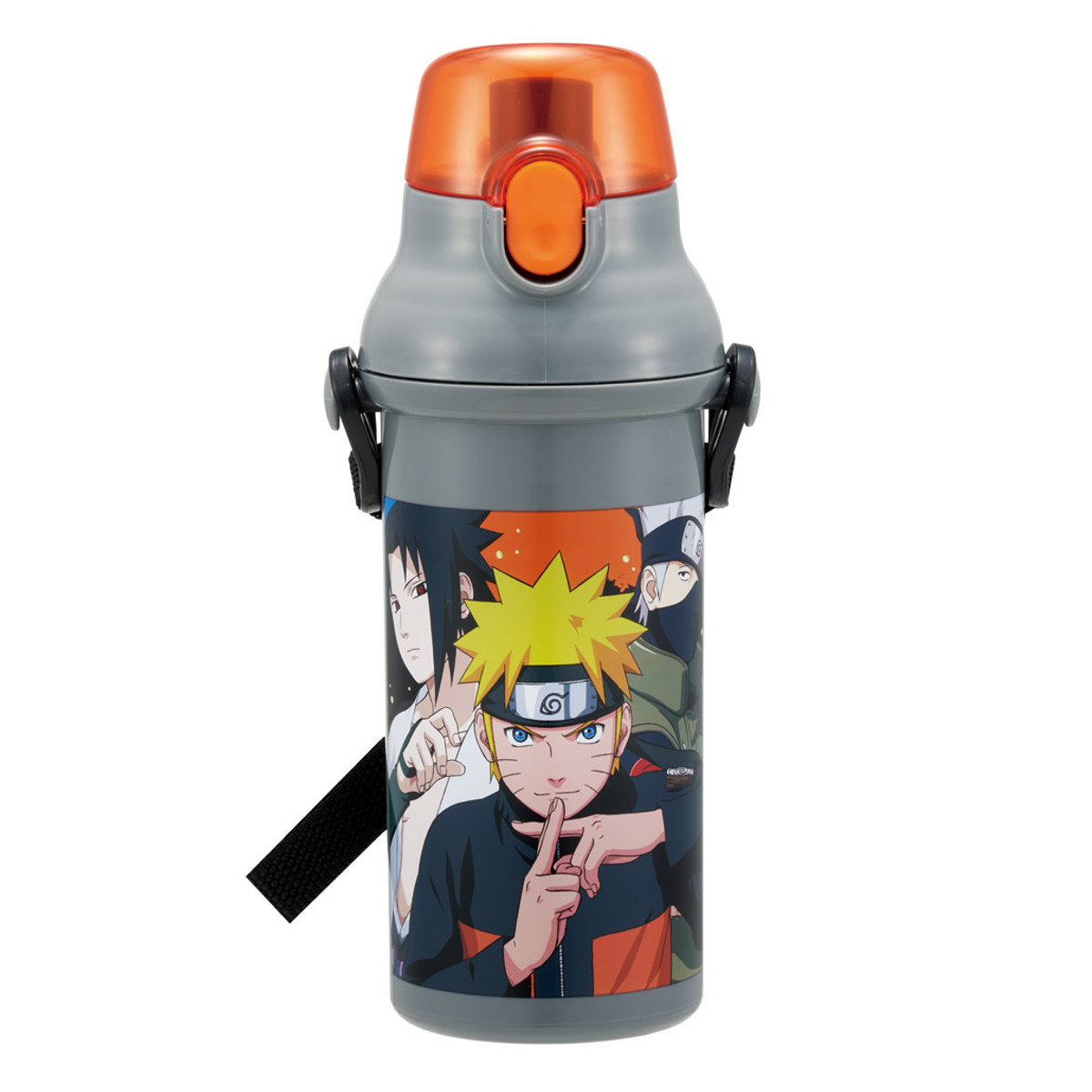 水筒 480ml 抗菌直飲プラボトル NARUTO ( ナルト 子供用 抗菌 プラスチック製 ダイレクトボトル 直飲み ワンタッチ 日本製 抗菌加工 AG 銀 ショルダーベルト付き 広口 軽量 ボトル ワンプッシュ )