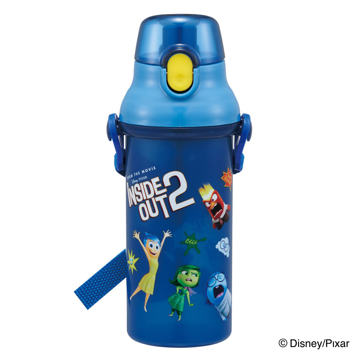 水筒 480ml 抗菌直飲プラボトル インサイド・ヘッド2 ( ディズニー 子供用 抗菌 プラスチック製 ダイレクトボトル 直飲み ワンタッチ 日本製 抗菌加工 AG 銀 ショルダーベルト付き 広口 軽量 ボトル ワンプッシュ )