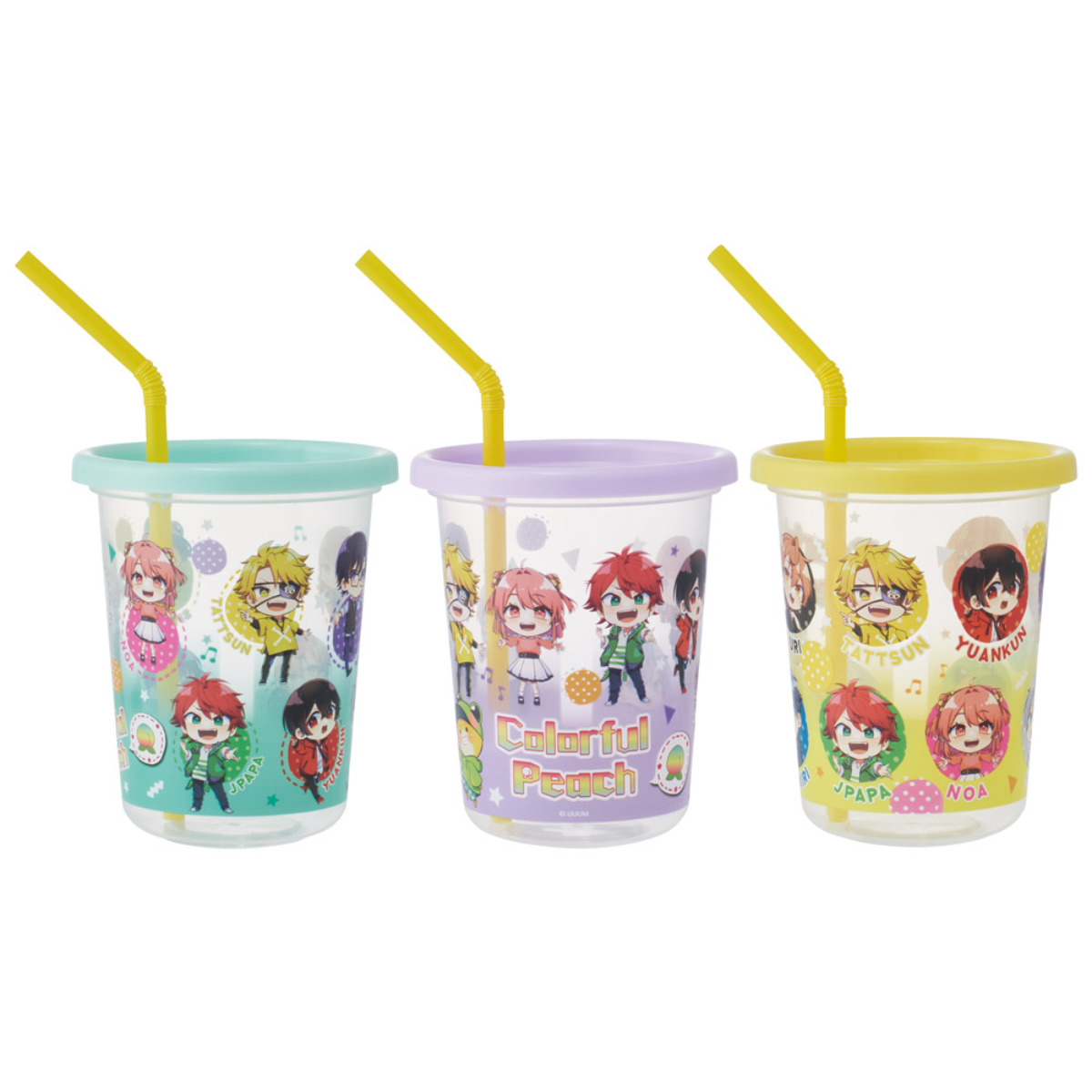 タンブラー 320ml ストロー付タンブラー カラフルピーチ25 3個セット ( フタ付き コップ カップ ストローコップ かわいい キャラクター 軽い 軽量 アウトドア パーティー 子ども キッズ )