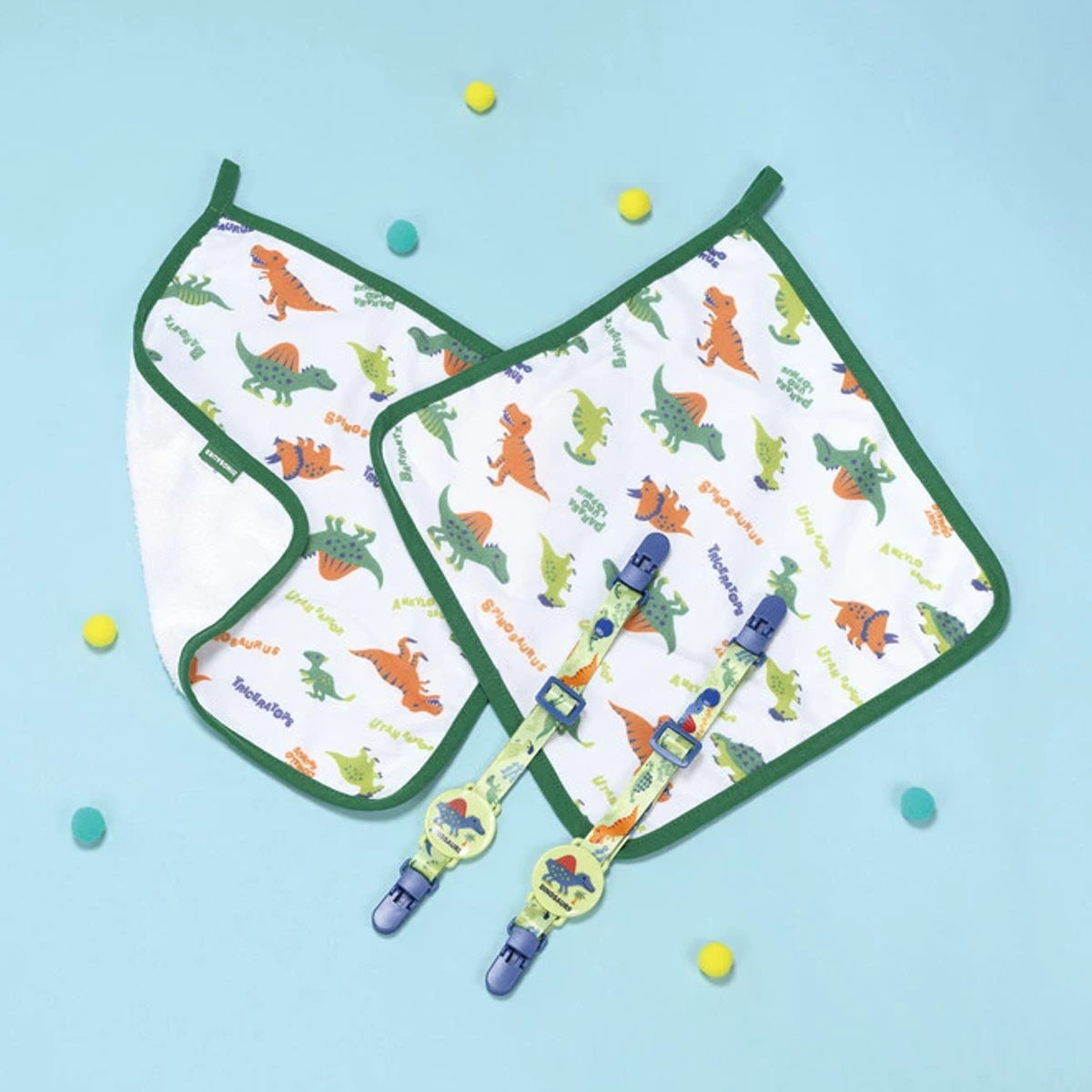 ギフトセット ハンドタオル ベビーマルチクリップ ベビーお出かけセット ディノサウルス ( ギフト セット 恐竜 ループタオル クリップ ベビー 赤ちゃん ガーゼ パイル タオル ハンカチ 出産祝い プレゼント )