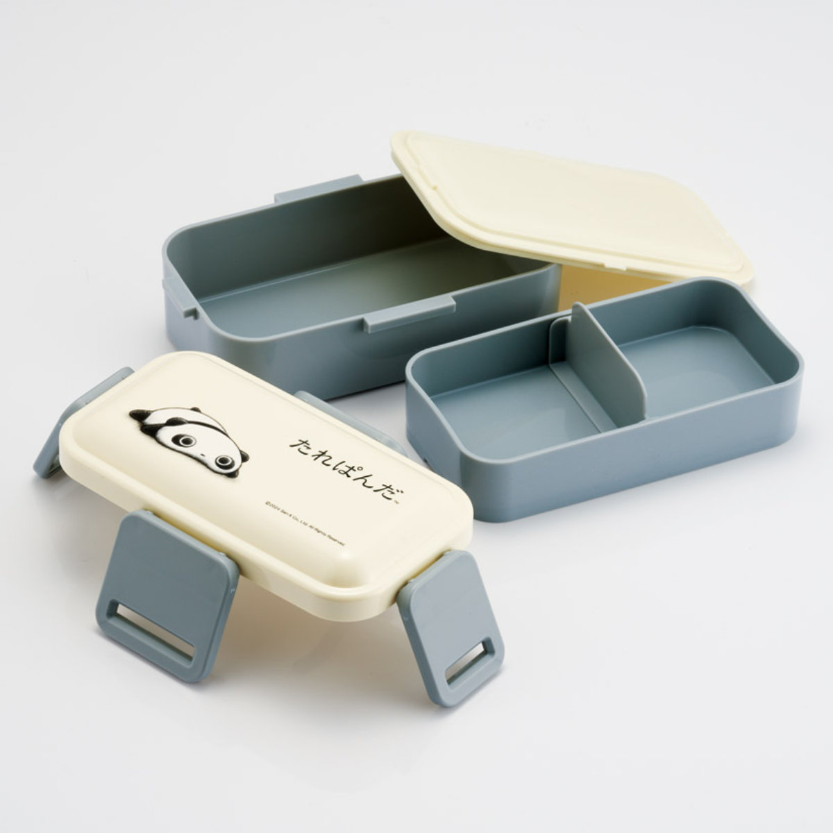 弁当箱 2段 600ml 抗菌2段ふわっと弁当箱 たれぱんだ ( ランチボックス 食洗機対応 レンジ対応 二段 抗菌 ドーム型 4点ロック 日本製 仕切り付き 銀 AG 食洗機OK レンジOK お弁当 弁当 抗菌加工 二段弁当 )