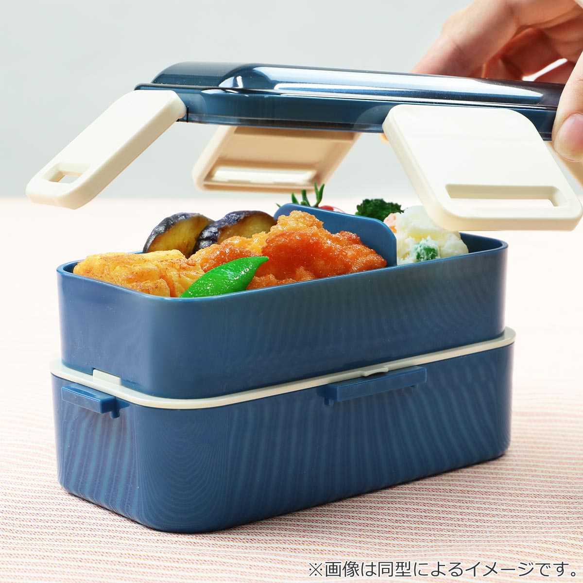 弁当箱 2段 600ml 抗菌2段ふわっと弁当箱 たれぱんだ ( ランチボックス 食洗機対応 レンジ対応 二段 抗菌 ドーム型 4点ロック 日本製 仕切り付き 銀 AG 食洗機OK レンジOK お弁当 弁当 抗菌加工 二段弁当 )