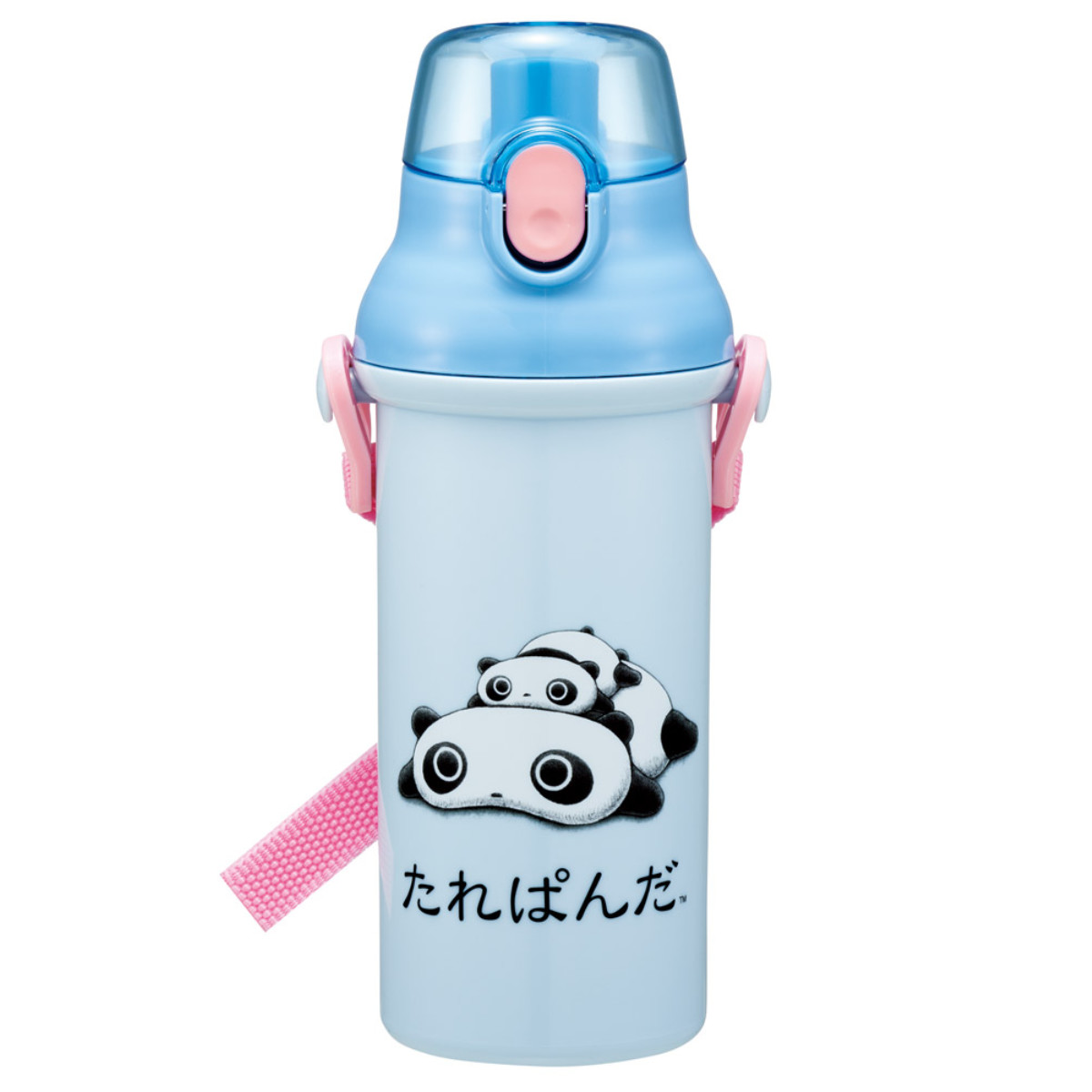 水筒 480ml 抗菌直飲プラボトル たれぱんだ ( 子供用 抗菌 プラスチック製 ダイレクトボトル 直飲み ワンタッチ 日本製 抗菌加工 AG 銀 ショルダーベルト付き 広口 軽量 ボトル ワンプッシュ )