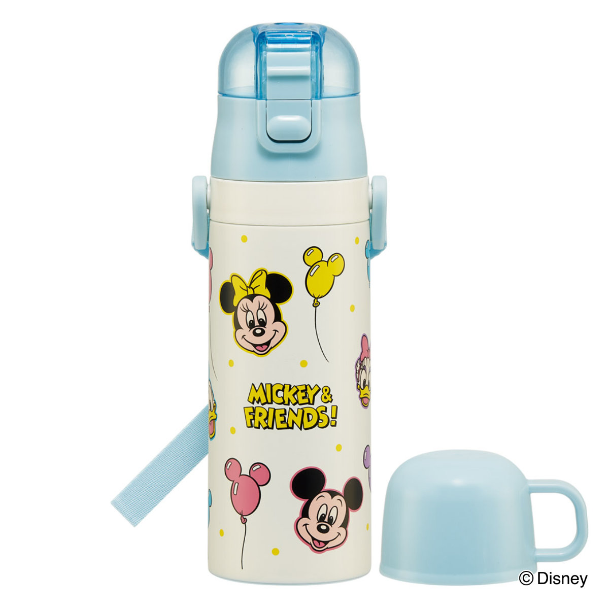 水筒 470ml 超軽量2WAYステンレスボトル ミッキー&フレンズ風船 ( ミッキー 保冷 保温 直飲み コップ付き ワンプッシュ マグボトル コップ飲み 2way 子供用 すいとう ボトル キッズ ワンタッチ ステンレス 超軽量 軽量 )