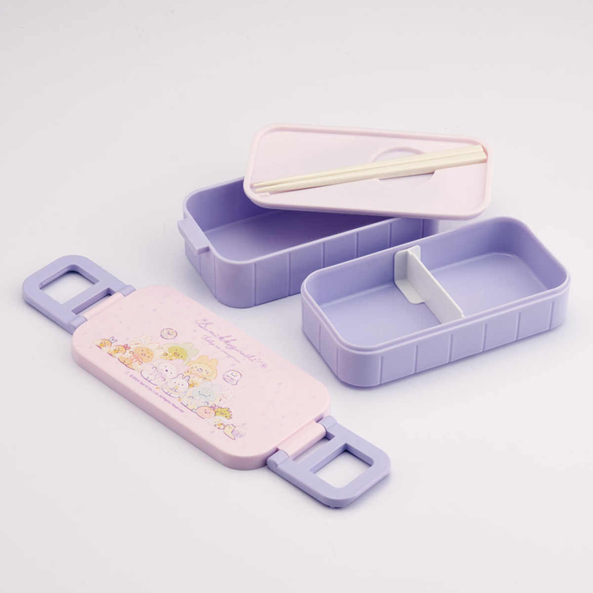 弁当箱 2段 600ml 抗菌タイトランチボックス すみっコぐらし おまじない ( お弁当箱 抗菌 ランチボックス レンジ対応 お弁当 二段 日本製 おべんとう箱 弁当 仕切り付き お箸付き 抗菌加工 銀 AG 2点ロック )