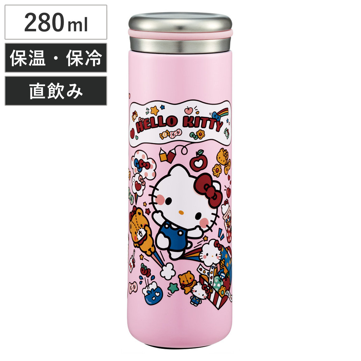 水筒 280ml ステンレスマグボトル キティ大好きな日々 ( ハローキティ 直飲み 保温 保冷 マグボトル ステンレスボトル コンパクト 真空二重構造 マグ ボトル ダイレクトボトル ステンレス マイボトル アウトドア )