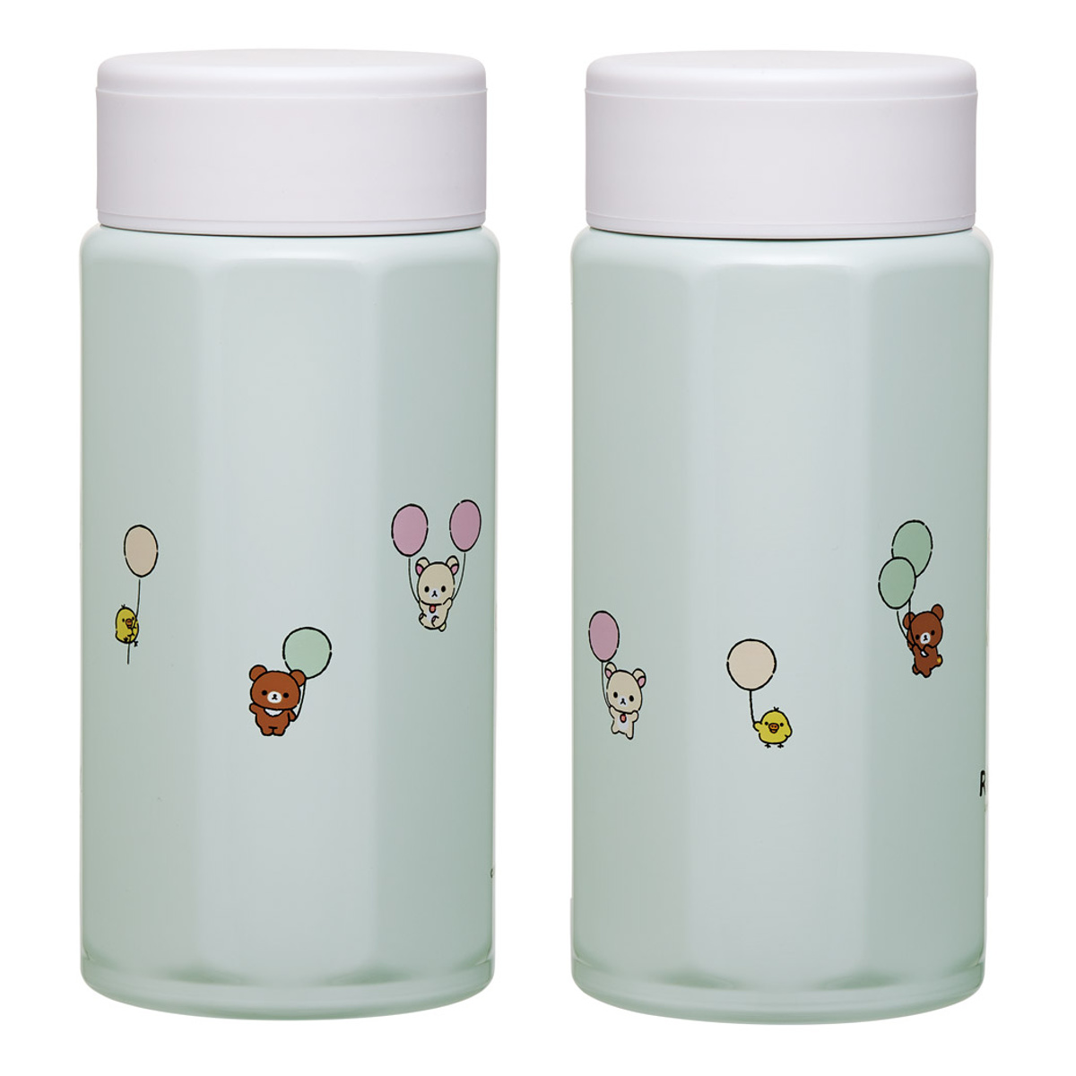 水筒 八角ステンレスボトル350ml リラックマ ふわっと風船 ( マグボトル 保温 保冷 直飲み マグ W飲み口 ボトル コンパクト 広口 八角形 ステンレス ステンレスボトル マイボトル ミニボトル スリム )