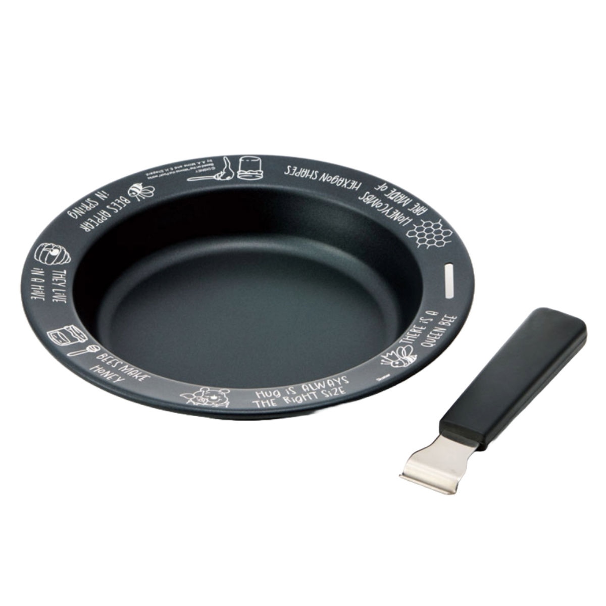 鉄皿 26cm IH対応 ハンドル付き くまのプーさん 鉄フライパン ( 鉄板プレート ガス火対応 着脱ハンドル オーブン対応 鉄製プレート ステーキプレート 鉄板皿 鉄鋳物 丸型 直火対応 キャラクター プーさん アウトドア )