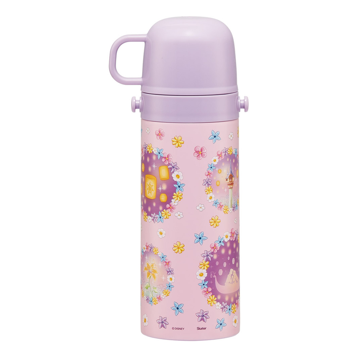 水筒 470ml 430ml 超軽量2WAYステンレスボトル ラプンツェル25 ( ラプンツェル 保冷 保温 直飲み コップ付き ワンプッシュ マグボトル コップ飲み 2way 子供用 すいとう ボトル キッズ ワンタッチ ステンレス 超軽量 軽量 )