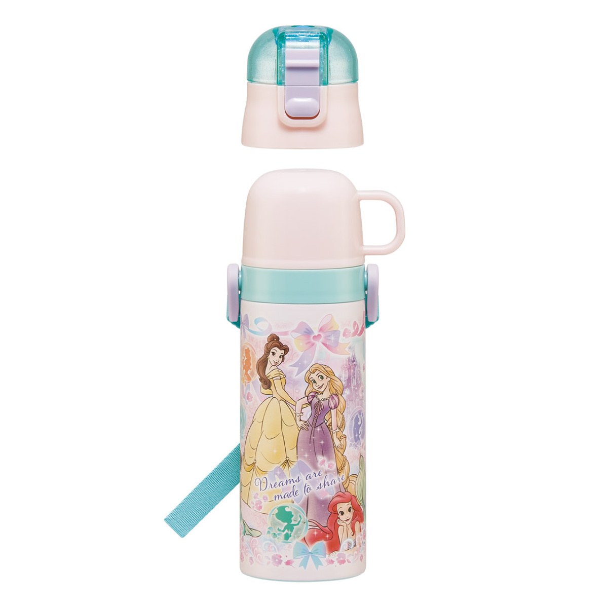 水筒 470ml 430ml 超軽量2WAYステンレスボトル プリンセス25 ( ディズニープリンセス 保冷 保温 直飲み コップ付き ワンプッシュ コップ飲み 2way 子供用 すいとう ボトル キッズ ワンタッチ ステンレス 超軽量 軽量 マグボトル )