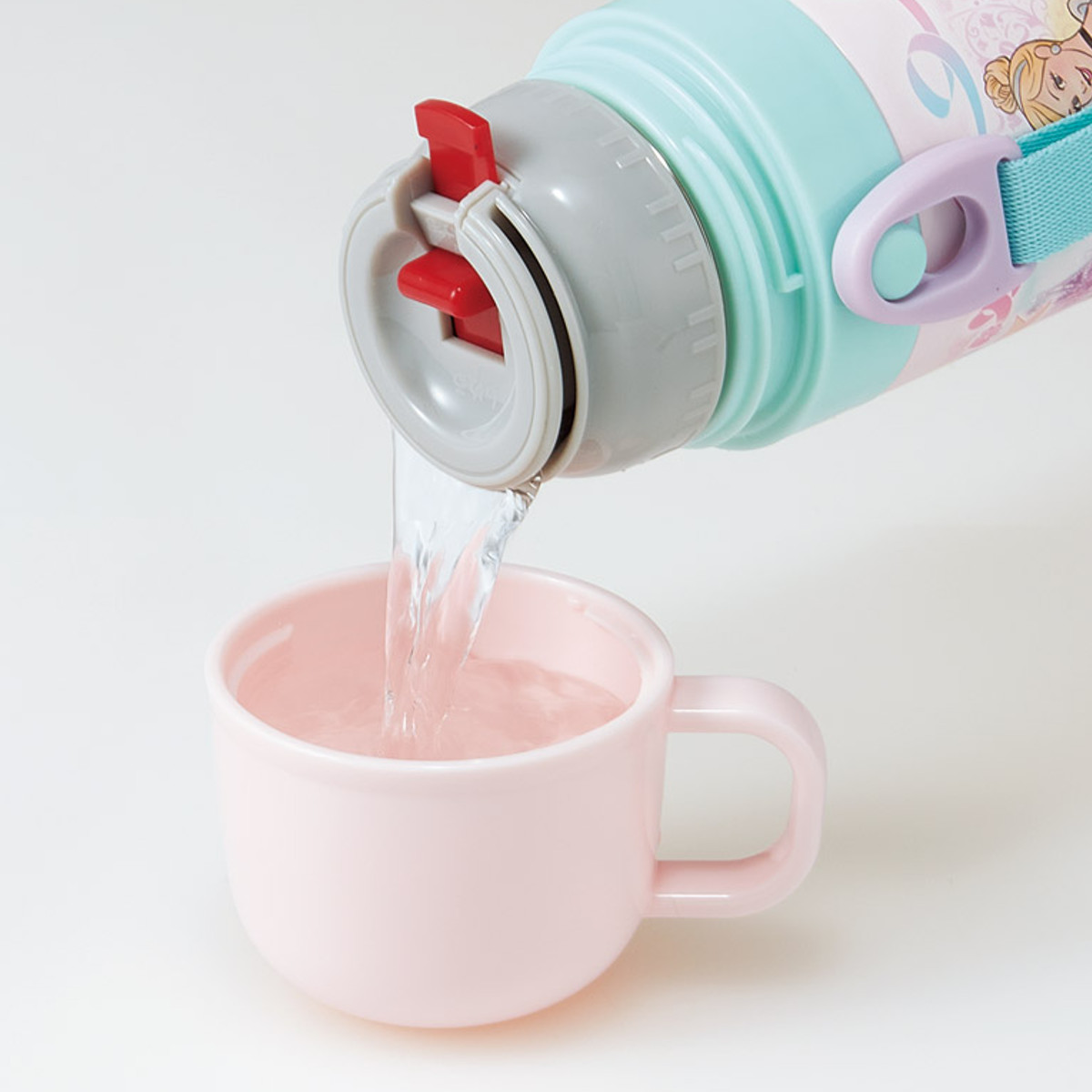 水筒 470ml 430ml 超軽量2WAYステンレスボトル プリンセス25 ( ディズニープリンセス 保冷 保温 直飲み コップ付き ワンプッシュ コップ飲み 2way 子供用 すいとう ボトル キッズ ワンタッチ ステンレス 超軽量 軽量 マグボトル )