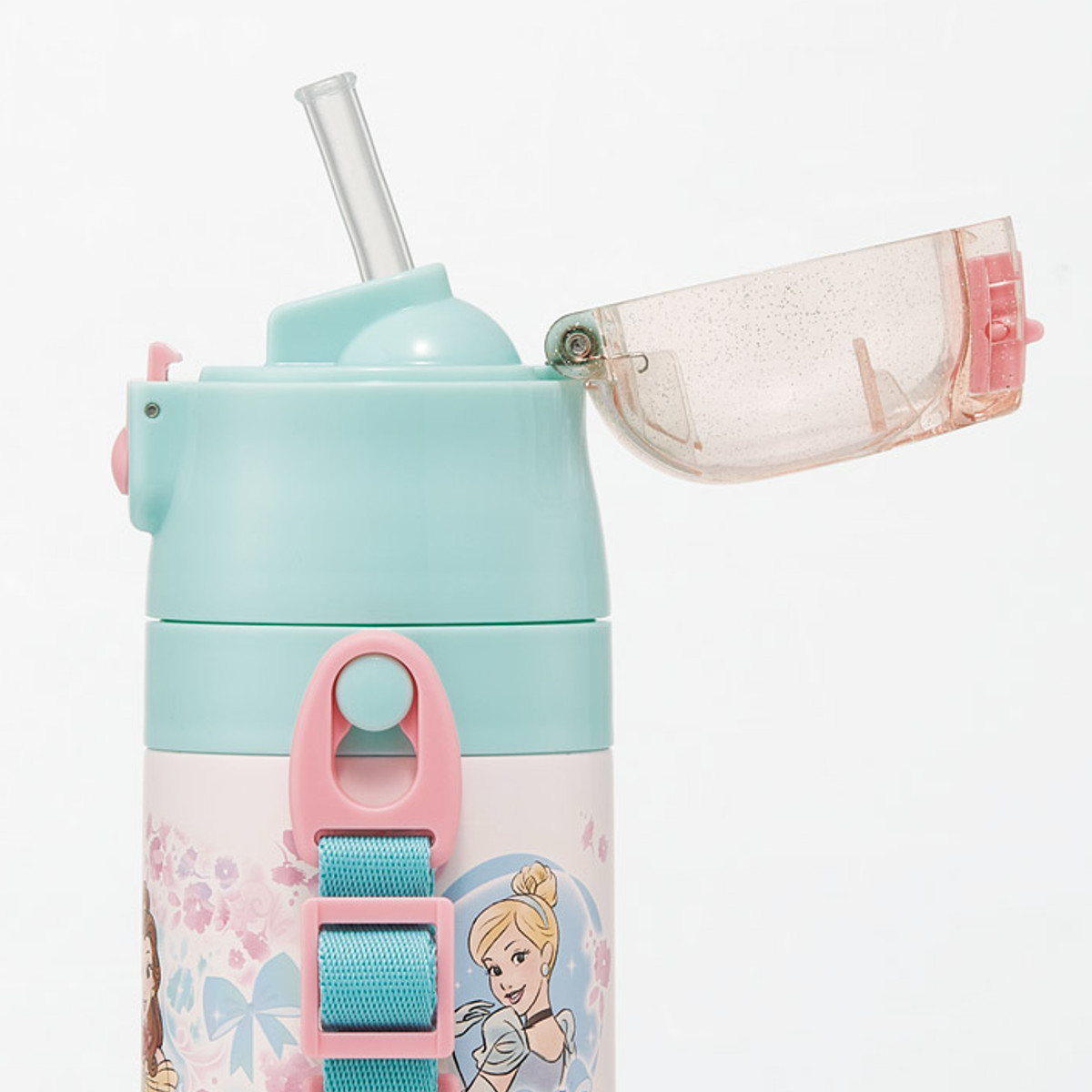 水筒 400ml 350ml 子供用2WAYボトル プリンセス25 ( ディズニープリンセス 保温 保冷 ワンタッチ コップ飲み ストローボトル 2way ステンレスボトル ワンプッシュ 軽量 子供 子供用水筒 幼稚園 保育園 肩紐付き キッズ ボトル )