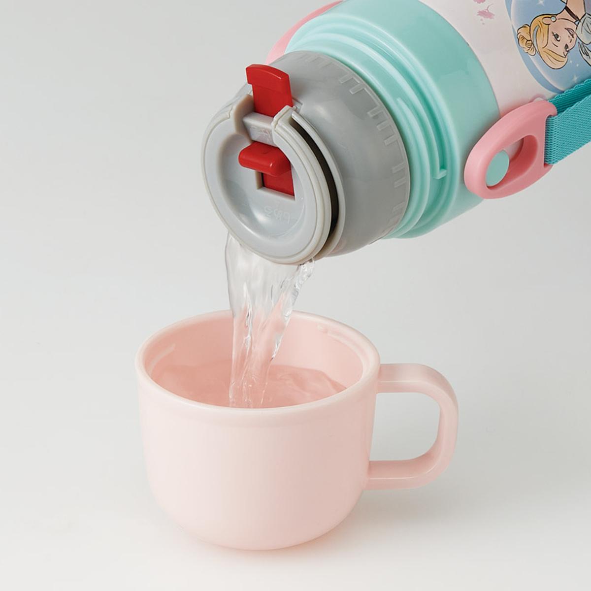 水筒 400ml 350ml 子供用2WAYボトル プリンセス25 ( ディズニープリンセス 保温 保冷 ワンタッチ コップ飲み ストローボトル 2way ステンレスボトル ワンプッシュ 軽量 子供 子供用水筒 幼稚園 保育園 肩紐付き キッズ ボトル )