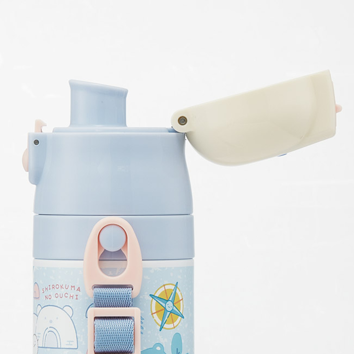 水筒 470ml 超軽量ダイレクトボトル すみっコぐらし しろくまふるさと ( 保冷 軽量 直飲み ワンタッチ ステンレスボトル 子供用水筒 子供 直のみ 軽い 超軽量 ワンプッシュ ダイレクトボトル ダイレクト ボトル ステンレス )