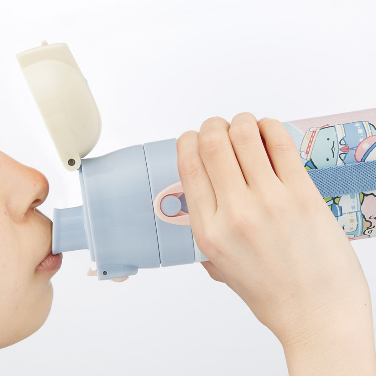 水筒 470ml 超軽量ダイレクトボトル すみっコぐらし しろくまふるさと ( 保冷 軽量 直飲み ワンタッチ ステンレスボトル 子供用水筒 子供 直のみ 軽い 超軽量 ワンプッシュ ダイレクトボトル ダイレクト ボトル ステンレス )