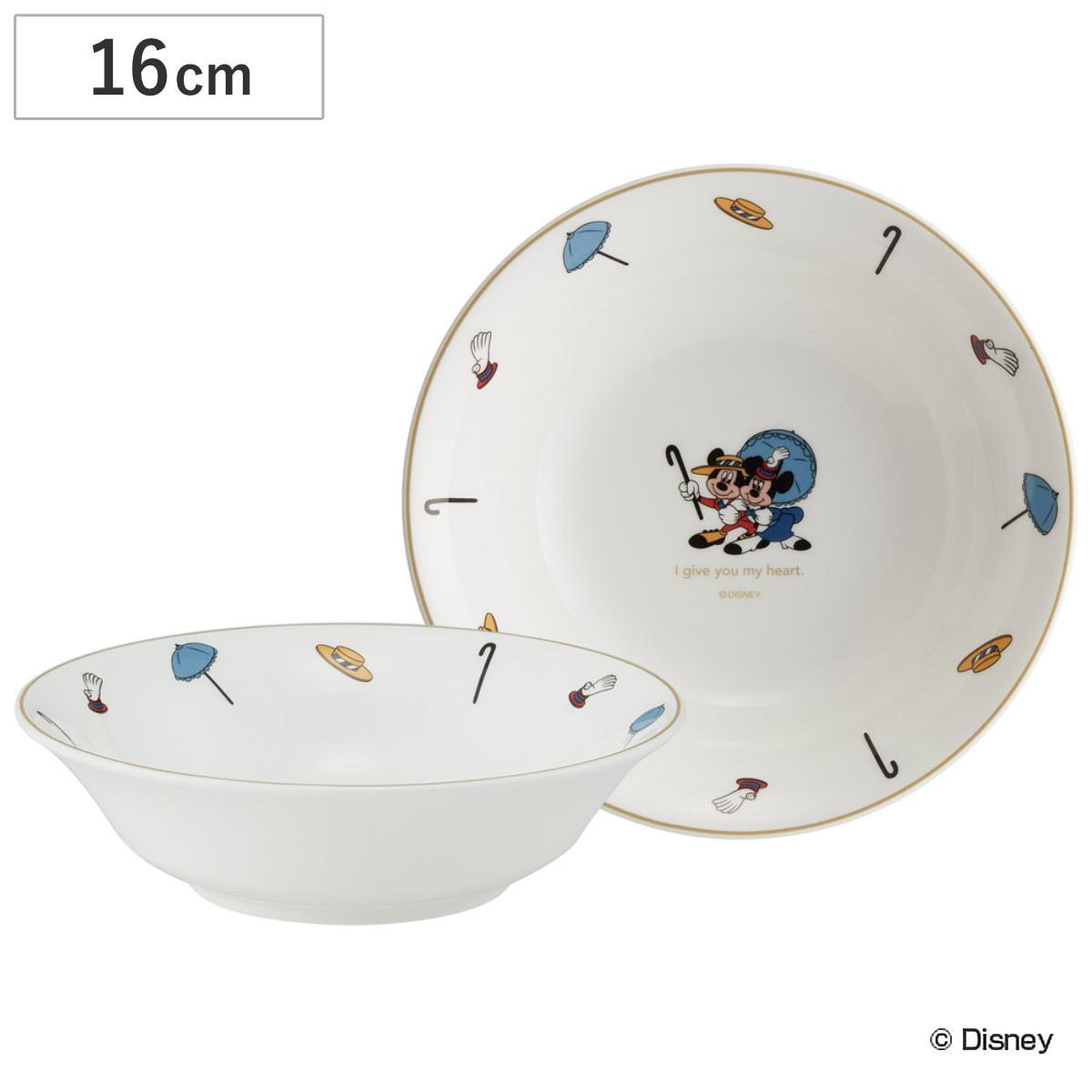 ボウル 16cm シリアルボウル ミッキー&ミニー ( 電子レンジ対応 食洗機対応 皿 お皿 プレート 器 うつわ ディズニー キャラクター かわいい 日本製 おしゃれ 中鉢 サラダボウル シリアル フルーツ 朝食 ミッキー )