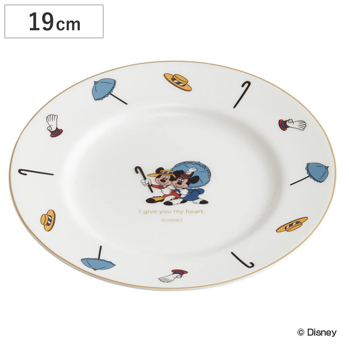 プレート 19cm ミッキー＆ミニー （ 電子レンジ対応 食洗機対応 皿 お皿 器 うつわ ディズニー キャラクター おしゃれ かわいい 日本製 リムプレート パン皿 トースト皿 中皿 モーニングプレート デザート スイーツ 朝食 ）