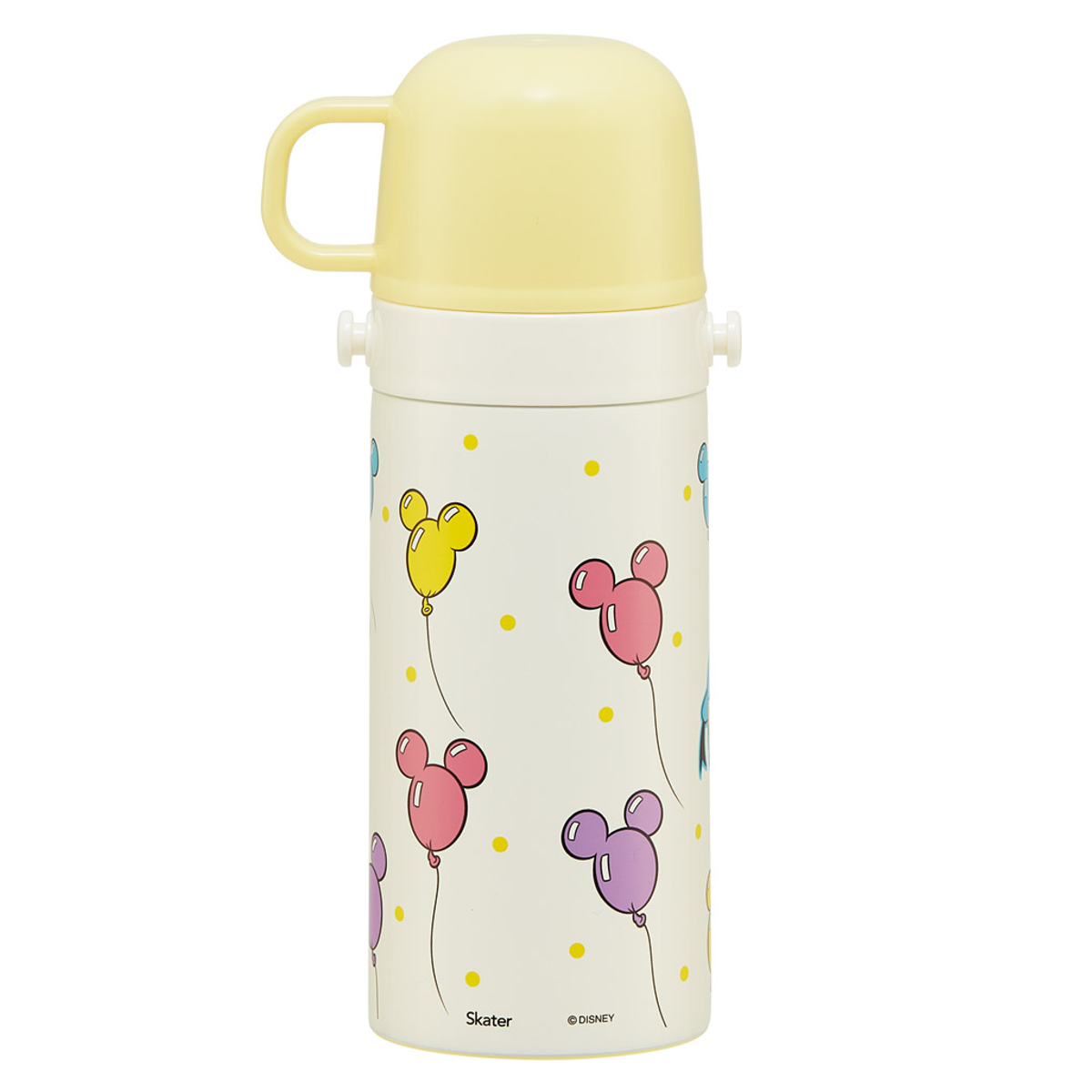 水筒 350ml 子供用2WAYボトル ミッキー&フレンズ風船 ( ディズニー 保温 保冷 ワンタッチ コップ飲み ストローボトル 2way ステンレスボトル ワンプッシュ 軽量 子供 子供用水筒 幼稚園 保育園 肩紐付き キッズ ボトル )