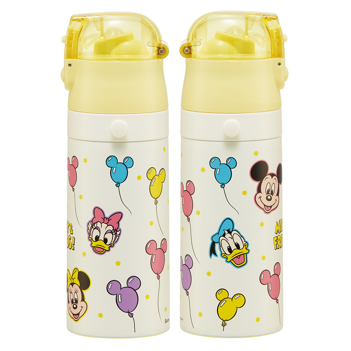 水筒 350ml 子供用2WAYボトル ミッキー&フレンズ風船 ( ディズニー 保温 保冷 ワンタッチ コップ飲み ストローボトル 2way ステンレスボトル ワンプッシュ 軽量 子供 子供用水筒 幼稚園 保育園 肩紐付き キッズ ボトル )