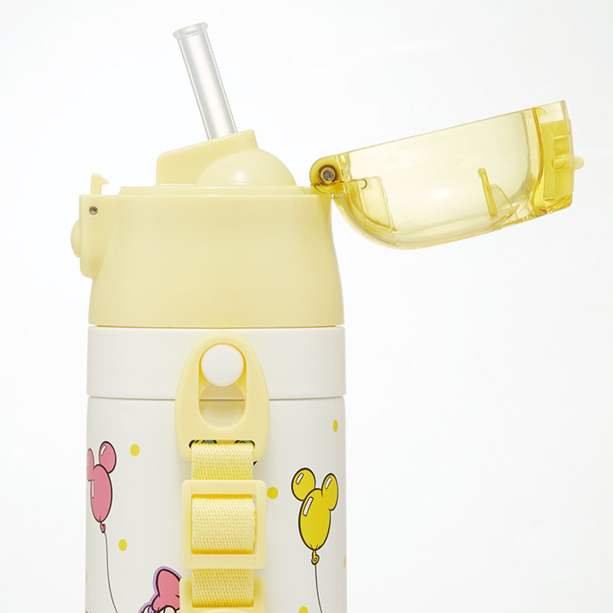 水筒 350ml 子供用2WAYボトル ミッキー&フレンズ風船 ( ディズニー 保温 保冷 ワンタッチ コップ飲み ストローボトル 2way ステンレスボトル ワンプッシュ 軽量 子供 子供用水筒 幼稚園 保育園 肩紐付き キッズ ボトル )