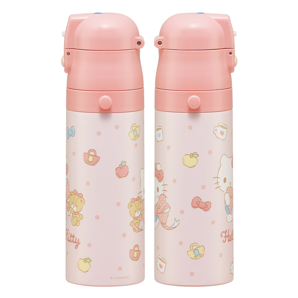 水筒 470ml 430ml 超軽量2WAYステンレスボトル キティビックリボン ( ハローキティ 保冷 保温 直飲み コップ付き ワンプッシュ マグボトル コップ飲み 2way 子供用 すいとう ボトル キッズ ワンタッチ ステンレス 超軽量 軽量 )