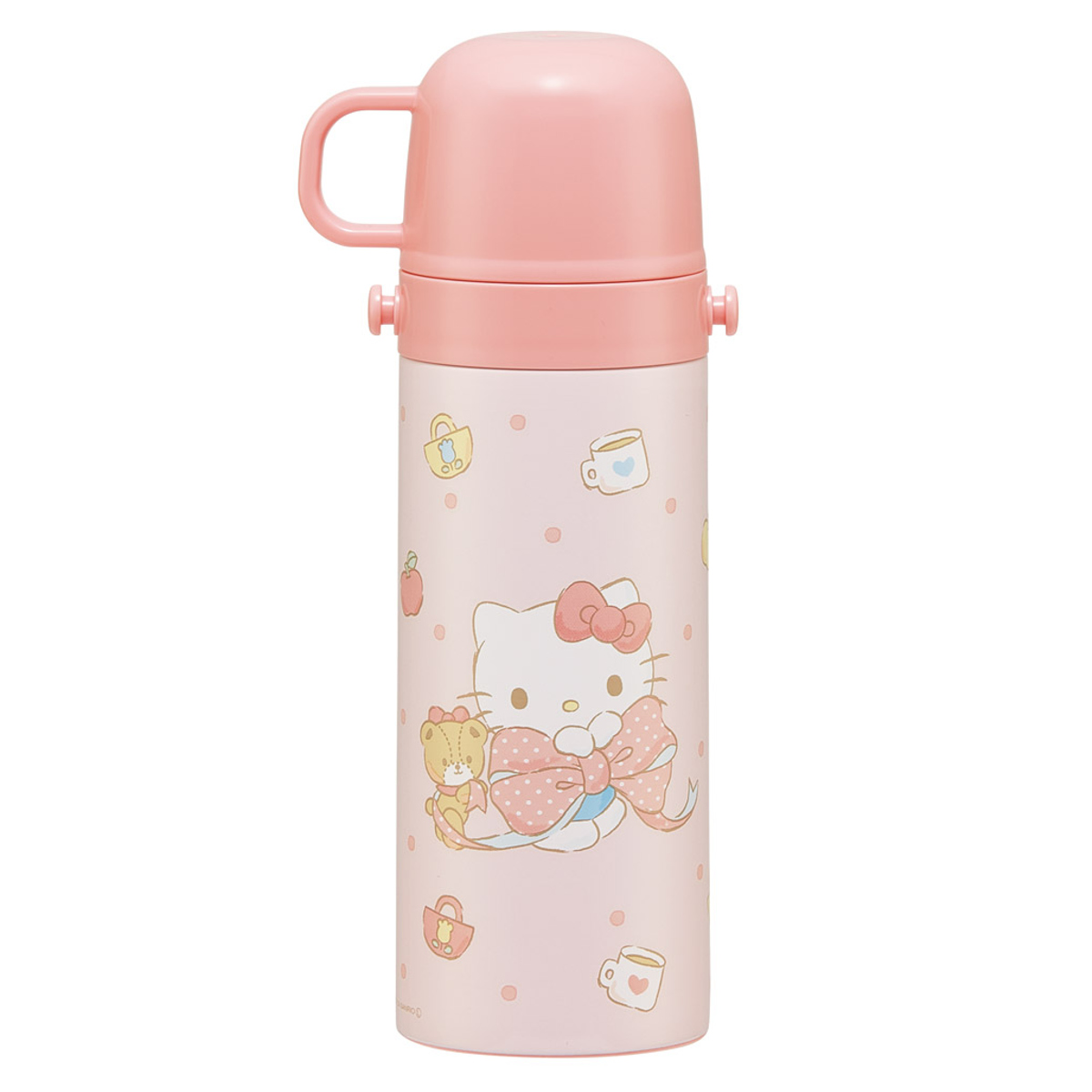 水筒 470ml 430ml 超軽量2WAYステンレスボトル キティビックリボン ( ハローキティ 保冷 保温 直飲み コップ付き ワンプッシュ マグボトル コップ飲み 2way 子供用 すいとう ボトル キッズ ワンタッチ ステンレス 超軽量 軽量 )