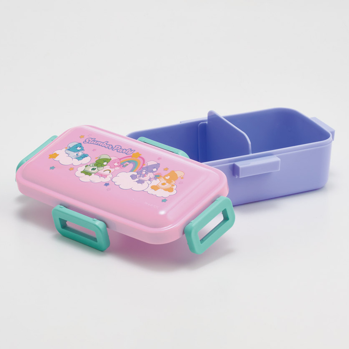 弁当箱 1段 530ml 抗菌ふわっと弁当箱 Care Bears ケアベア ( ランチボックス 食洗機対応 レンジ対応 一段 抗菌 ドーム型 4点ロック 日本製 仕切り付き 銀 AG 抗菌加工 食洗機OK レンジOK お弁当 弁当 一段弁当 )