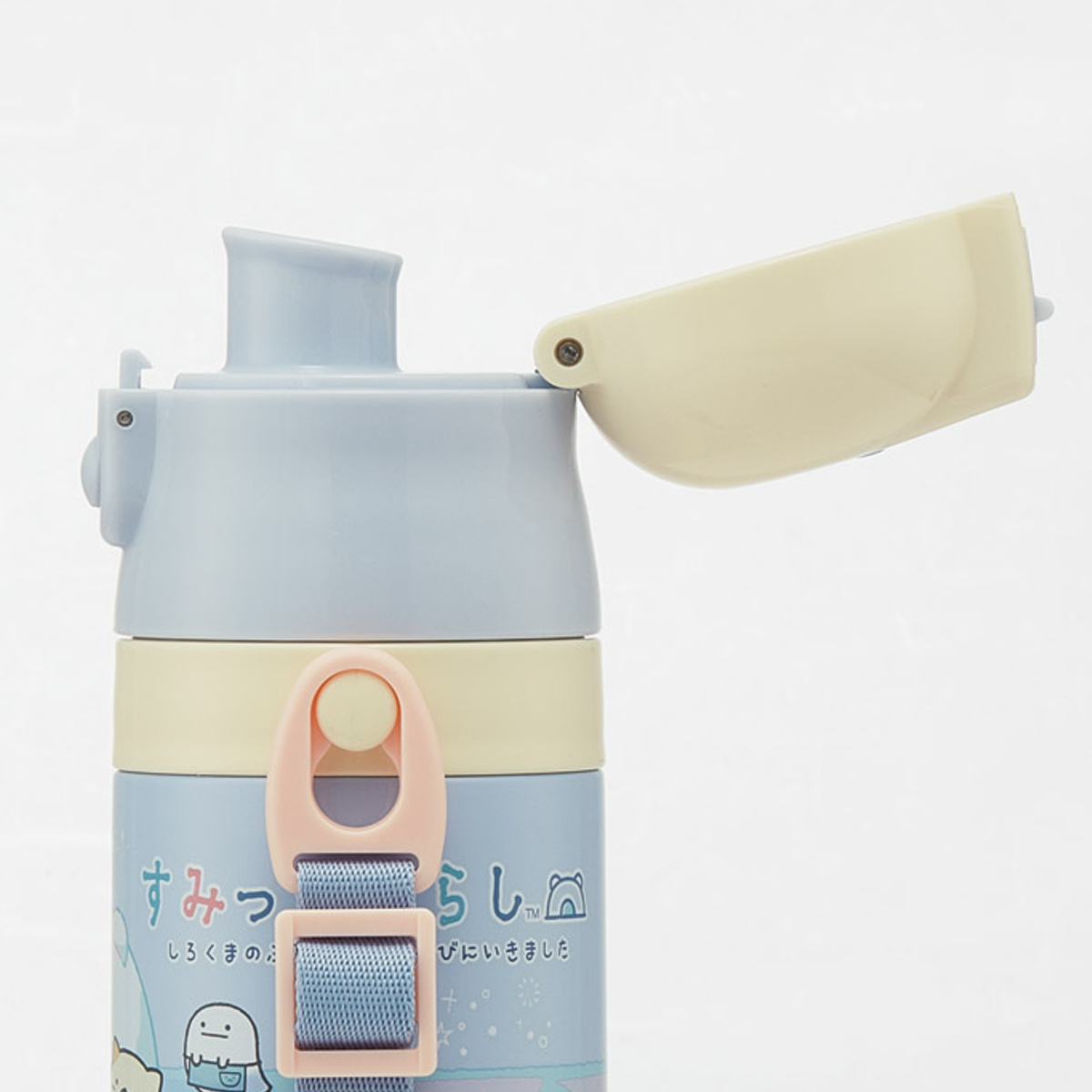 水筒 420ml 子供用2WAYボトル すみっコぐらし しろくまふるさと ( 保温 保冷 ワンタッチ 直飲み コップ飲み ダイレクトボトル ステンレスボトル 2way ワンプッシュ 軽量 子供 子供用水筒 幼稚園 保育園 肩紐付き キッズ ボトル )