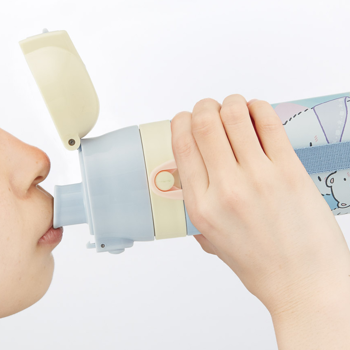 水筒 420ml 子供用2WAYボトル すみっコぐらし しろくまふるさと ( 保温 保冷 ワンタッチ 直飲み コップ飲み ダイレクトボトル ステンレスボトル 2way ワンプッシュ 軽量 子供 子供用水筒 幼稚園 保育園 肩紐付き キッズ ボトル )