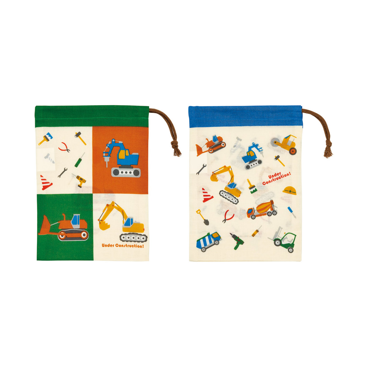 コップ袋 2枚セット はたらくクルマ ( 子供用 給食袋 きんちゃく袋 巾着 コップ 袋 日本製 給食 子供 お弁当グッズ ランチ巾着 幼稚園 保育園 入園 準備 入学 小物入れ キッズ ランチグッズ )