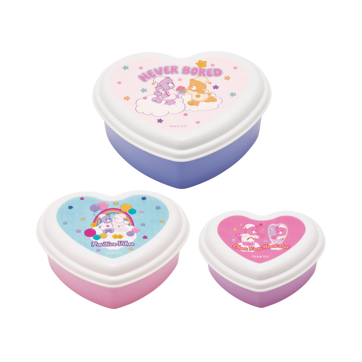 弁当箱 抗菌シール容器 3個セット ハート Care Bears ( ケアベア レンジ対応 保存容器 シール容器 ランチボックス 抗菌 日本製 レンジOK 弁当 お弁当 抗菌加工 果物ケース デザートケース フルーツケース )