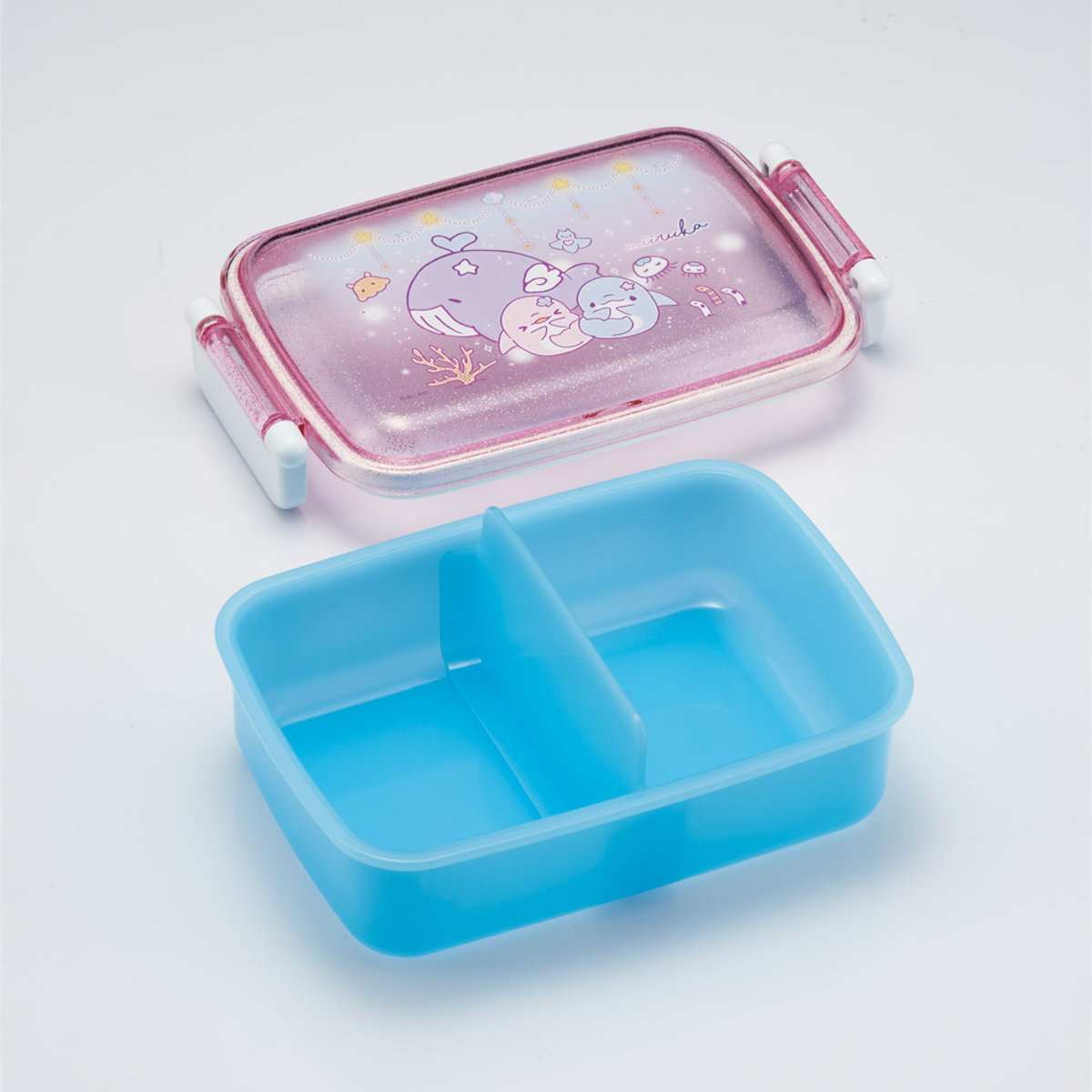 弁当箱 1段 450ml 抗菌ふわっとタイトランチ みいるか ( ゆるいるか ランチボックス 食洗機対応 レンジ対応 抗菌 日本製 ドーム蓋 キッズ 食洗機OK レンジOK お弁当 弁当 一段 2点ロック 銀 AG )