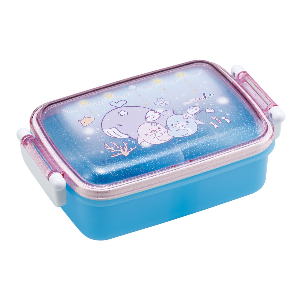 弁当箱 1段 450ml 抗菌ふわっとタイトランチ みいるか ( ゆるいるか ランチボックス 食洗機対応 レンジ対応 抗菌 日本製 ドーム蓋 キッズ 食洗機OK レンジOK お弁当 弁当 一段 2点ロック 銀 AG )